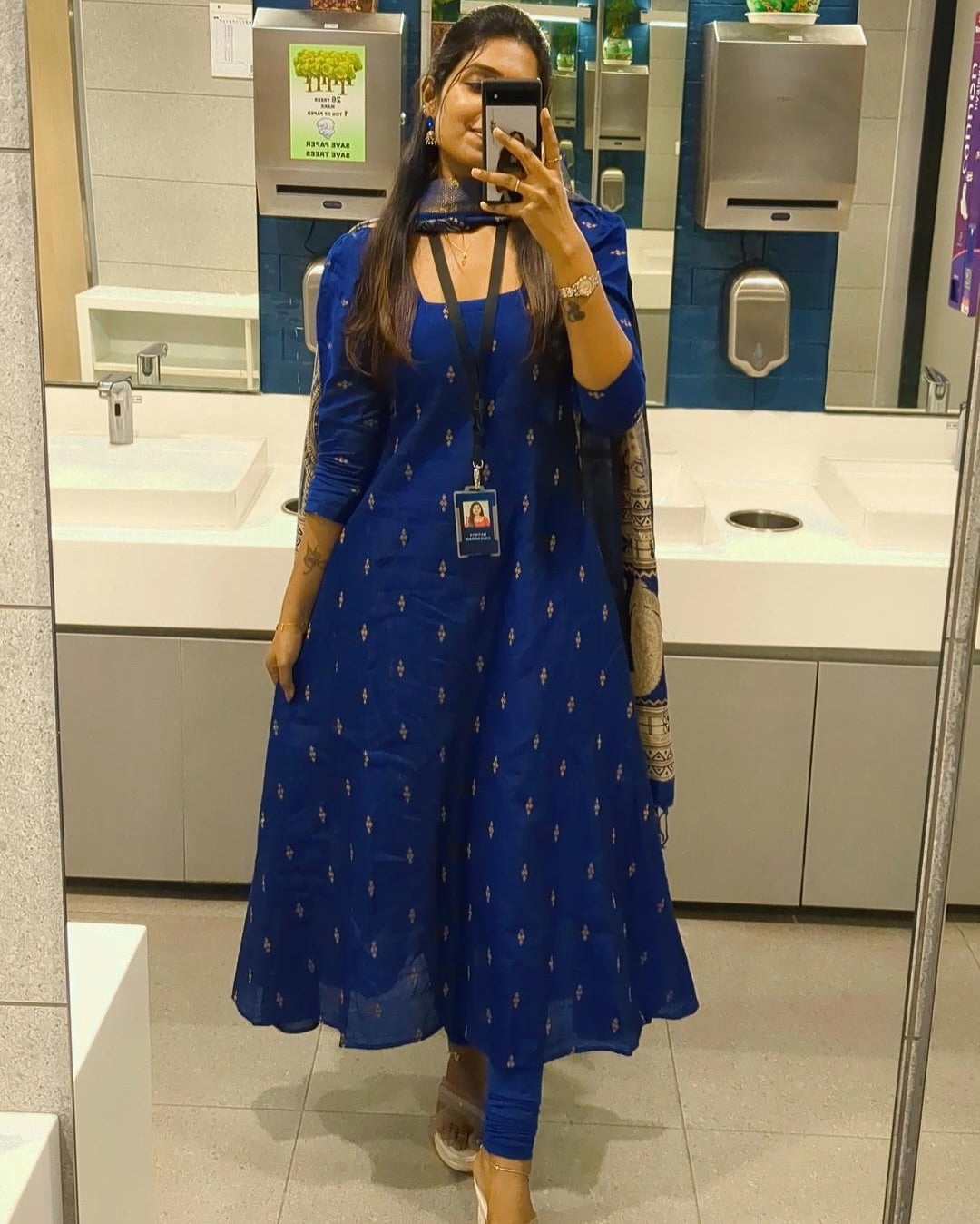 BLUE CHENNURI SILK WITH TOP AND DUPATTA