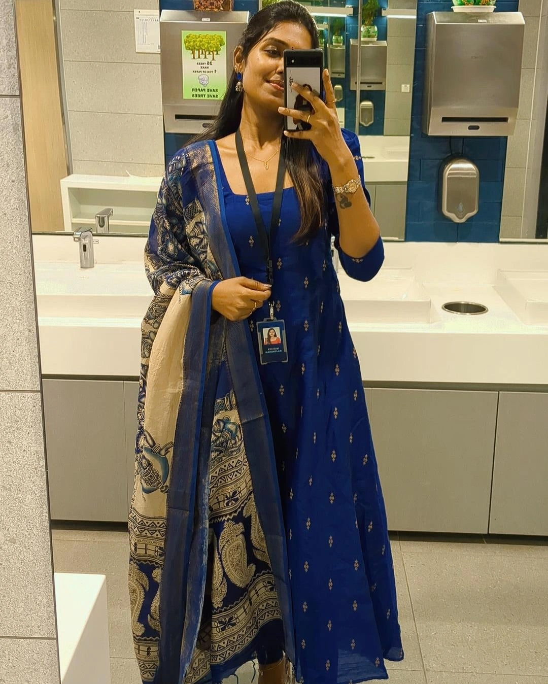 BLUE CHENNURI SILK WITH TOP AND DUPATTA