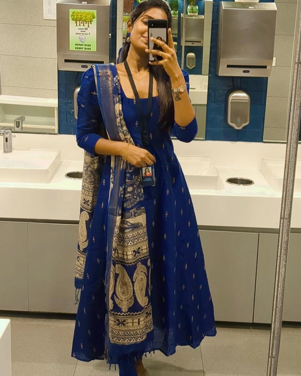 BLUE CHENNURI SILK WITH TOP AND DUPATTA