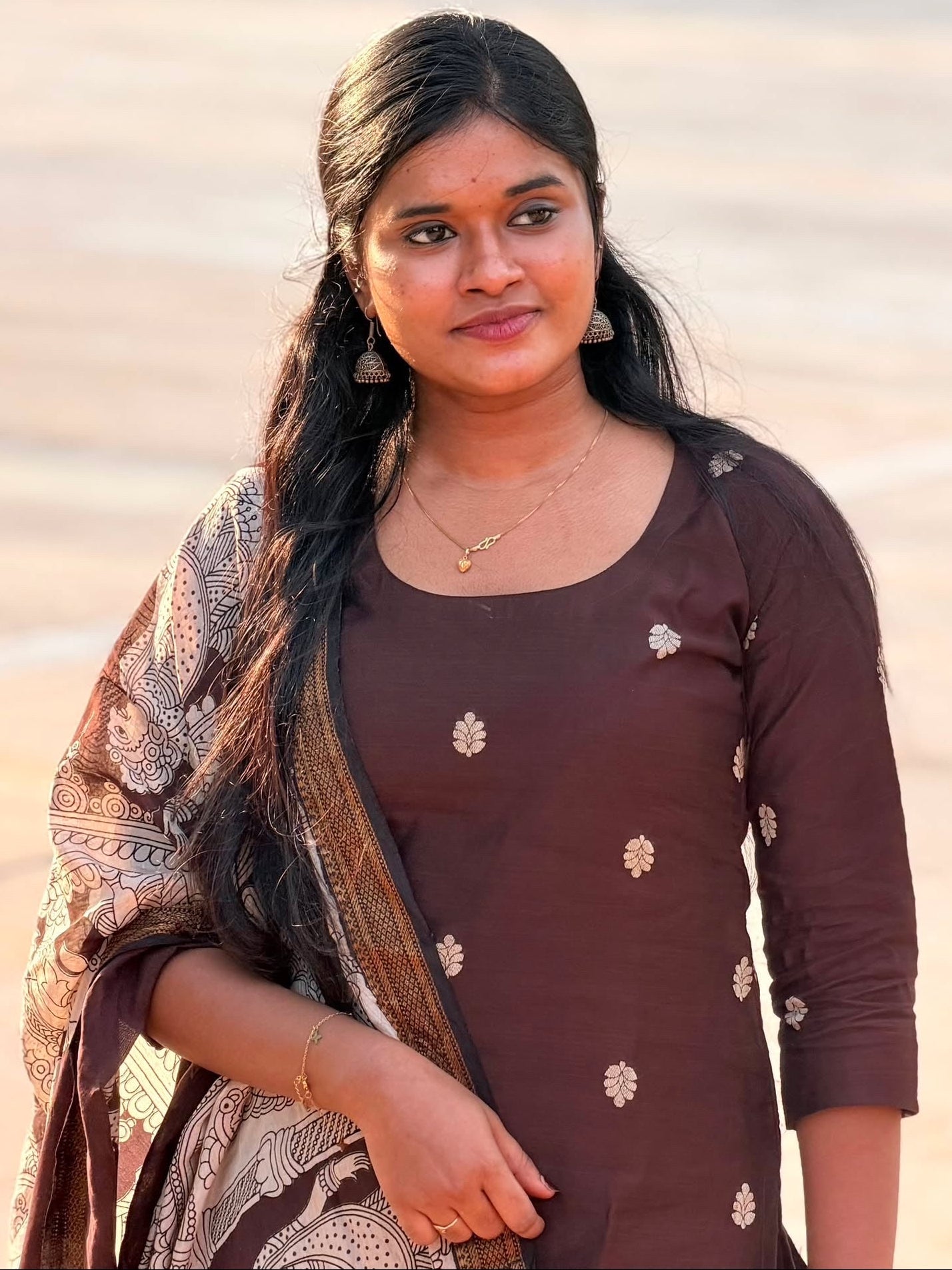 BROWN CHENNURI SILK WITH TOP AND DUPATTA