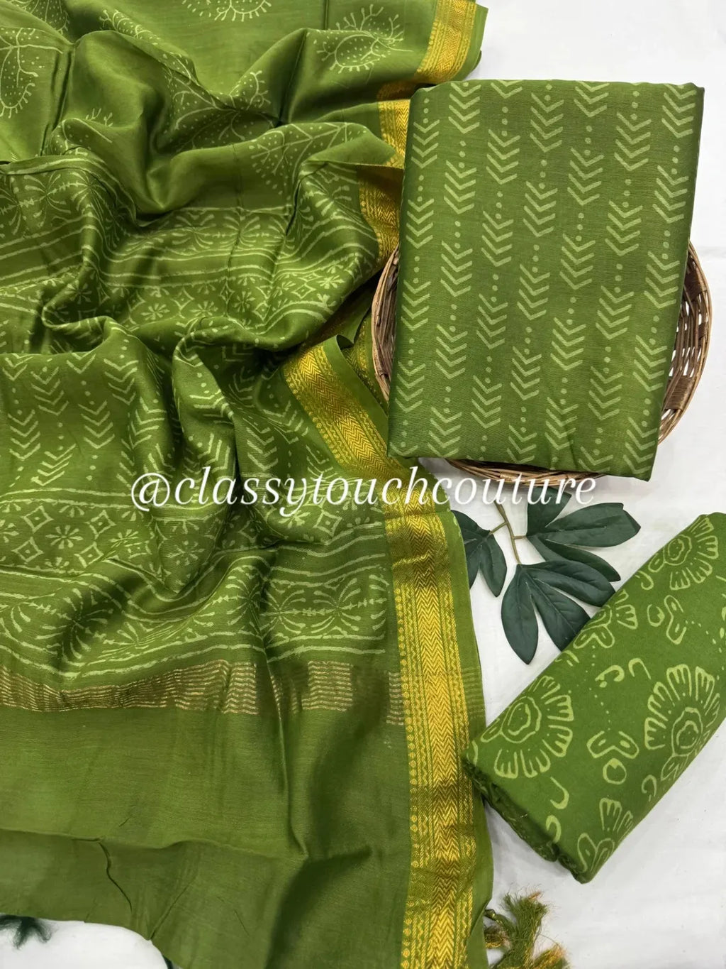 EXCLUSIVE PREMIUM MAHESHWARI SILK TOP WITH SANTOON BOTTOM AND PURE MAHESHWARI SILK DUPATTA