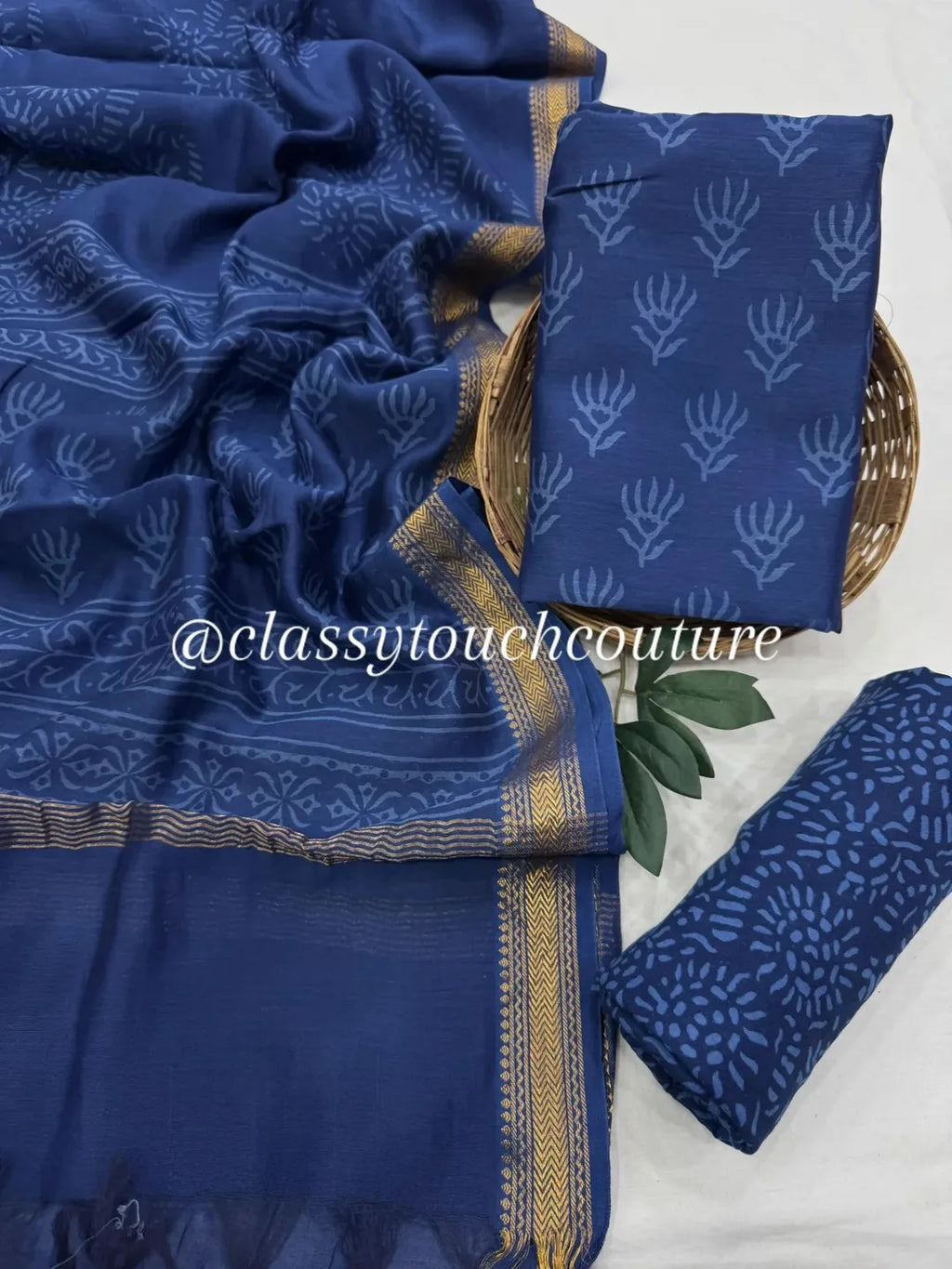 EXCLUSIVE PREMIUM MAHESHWARI SILK TOP WITH SANTOON BOTTOM AND PURE MAHESHWARI SILK DUPATTA