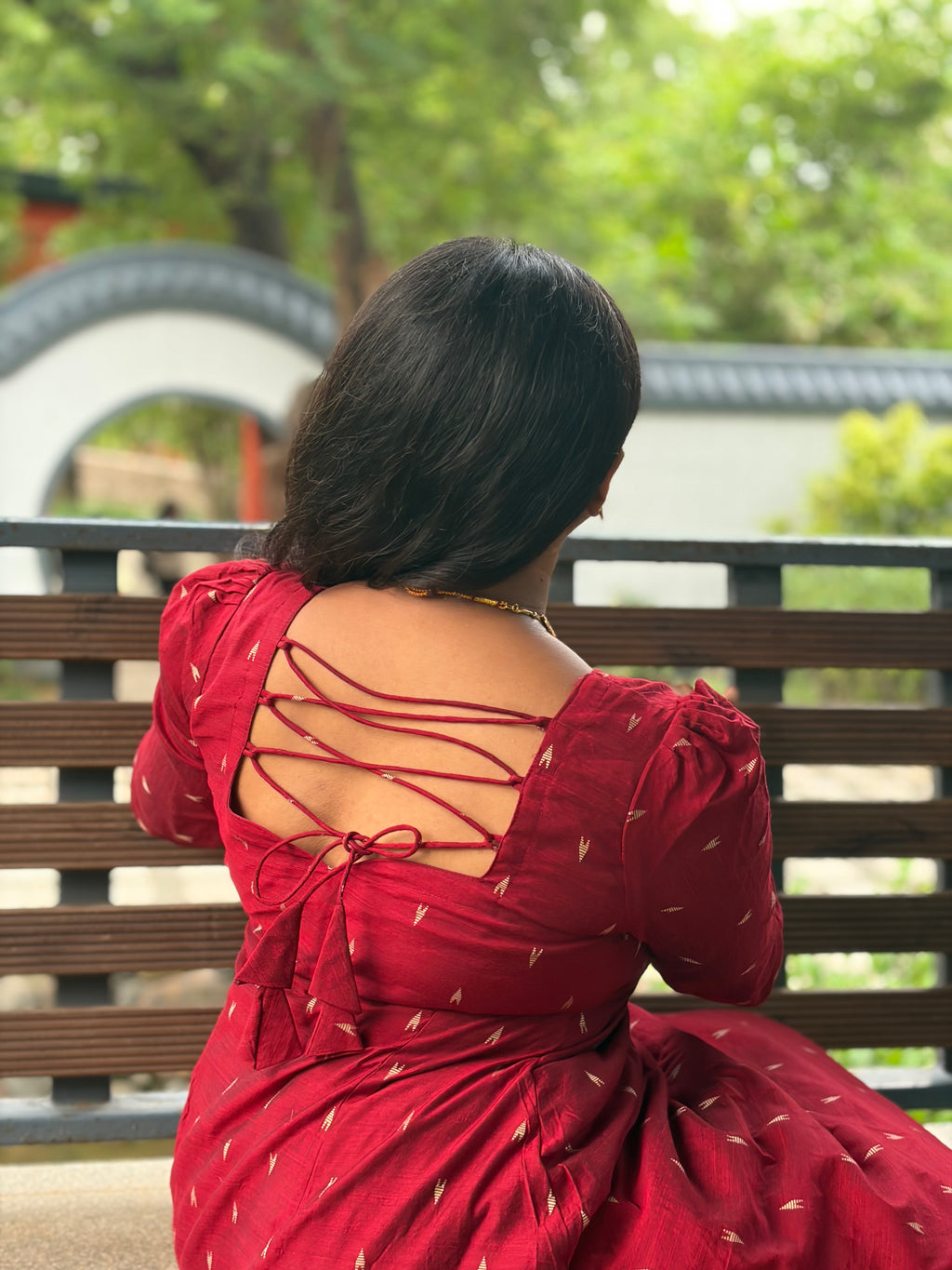 RED CHENNURI SILK WITH TOP AND DUPATTA