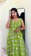 Avarna - Green Kalamkari Print Jaipur Cotton Onepiece