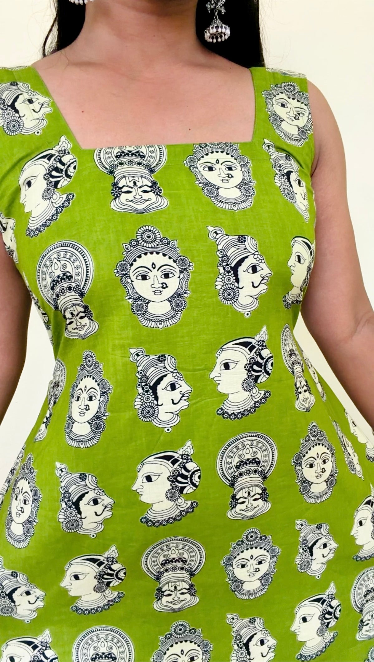 Avarna - Green Kalamkari Print Jaipur Cotton Onepiece