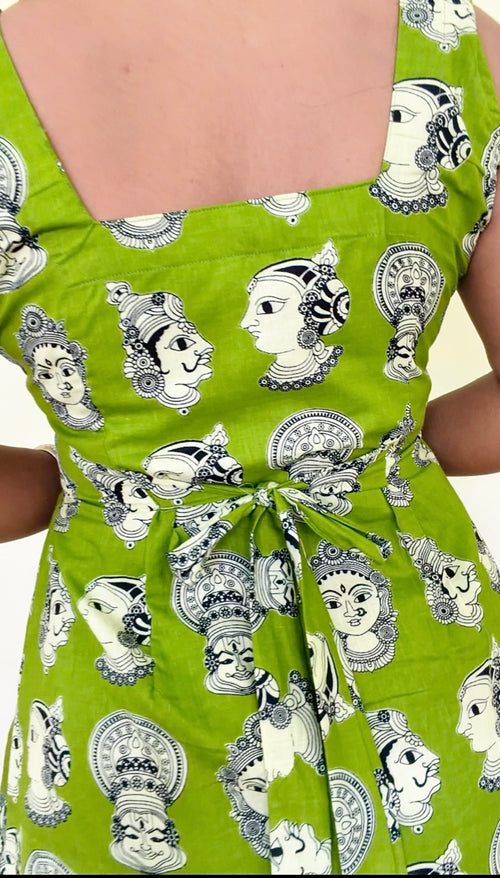 Avarna - Green Kalamkari Print Jaipur Cotton Onepiece