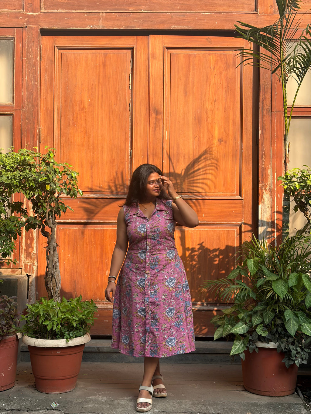 Pink Kantha Cotton Floral One piece