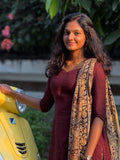 MAROON KALAMKARI WITH TOP PANT AND DUPATTA