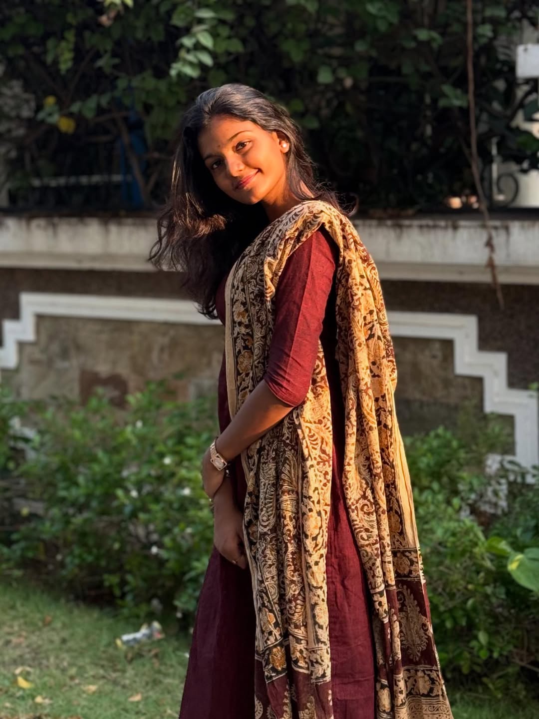 MAROON KALAMKARI WITH TOP PANT AND DUPATTA