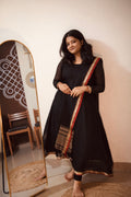 ROJA NARAYANPET BLACK ARANARKALI WITH TOP AND DUPPATTA