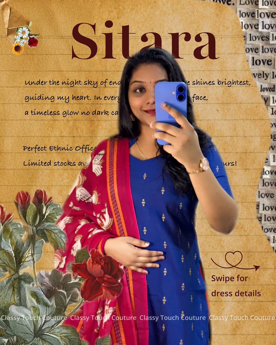 RAW SILK KURTI WITH PEN KALAMKARI DUPATTA